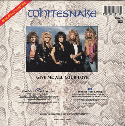 Whitesnake : Give Me All Your Love (7", Single, S/Edition, Whi)