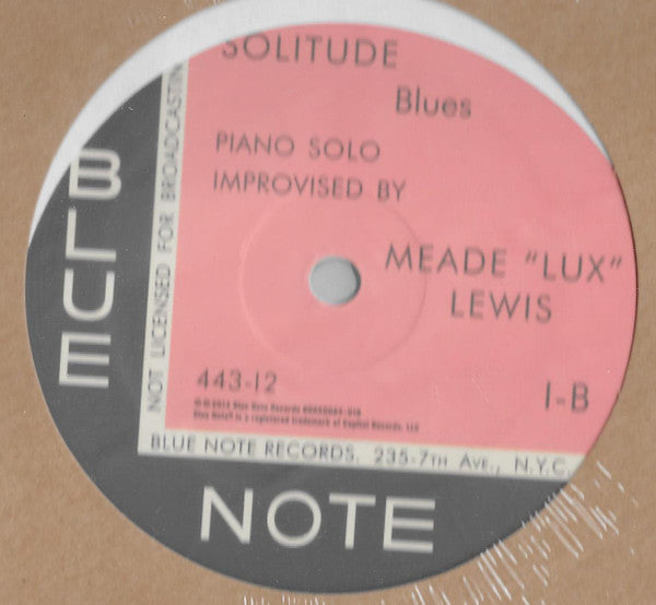 Meade "Lux" Lewis : Melancholy / Solitude (12", Ltd, RE)