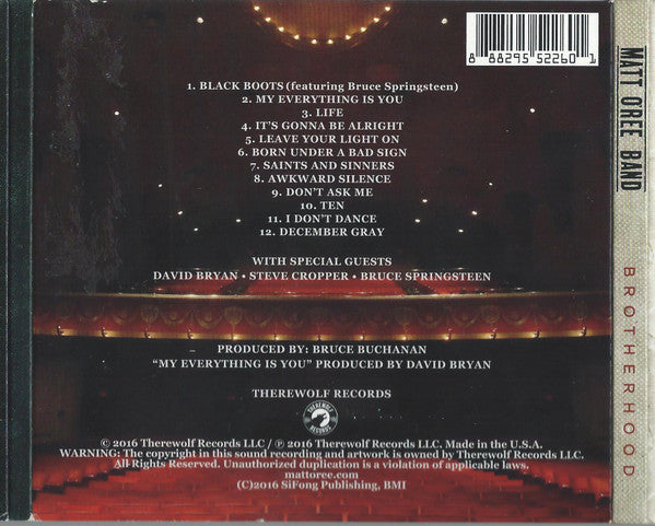 Matt O'Ree Band : Brotherhood (CD, Album)
