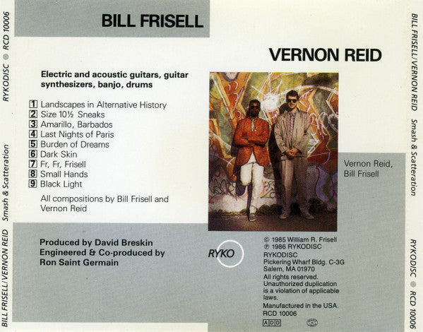 Bill Frisell / Vernon Reid : Smash & Scatteration (CD, Album)