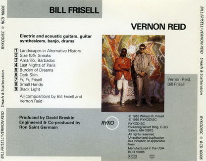 Bill Frisell / Vernon Reid : Smash & Scatteration (CD, Album)