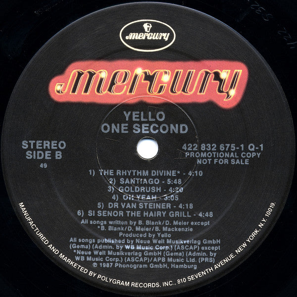 Yello : One Second (LP, Album, Promo)