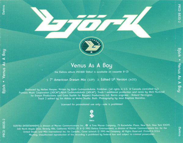 Björk : Venus As A Boy (CD, Single, Promo)