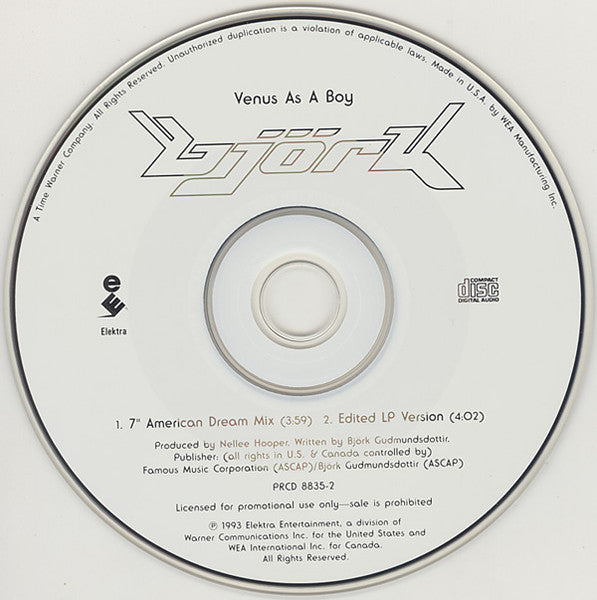 Björk : Venus As A Boy (CD, Single, Promo)