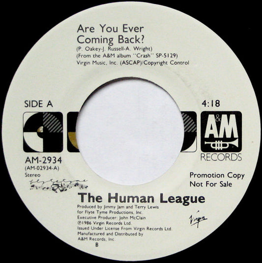 The Human League : Are You Ever Coming Back? (7", Promo)