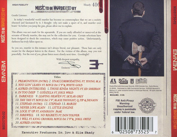 Eminem, Slim Shady : Music To Be Murdered By (CD, Album)