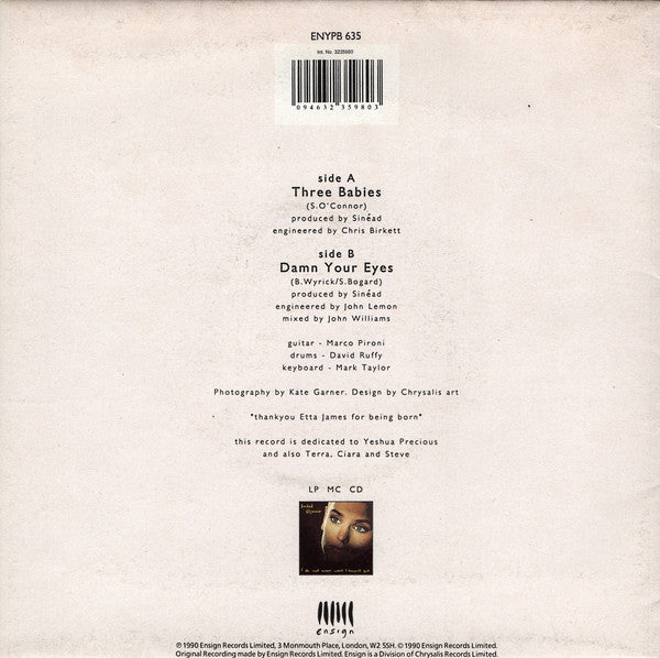 Sinéad O'Connor : Three Babies (7", Single, Pos)
