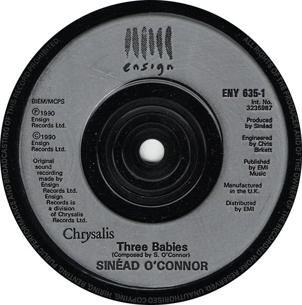 Sinéad O'Connor : Three Babies (7", Single, Pos)