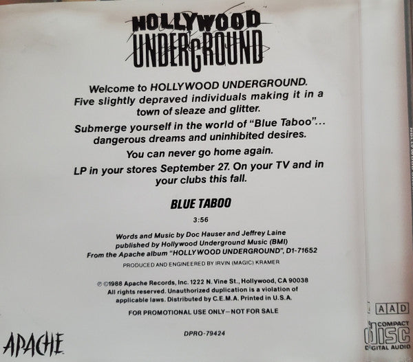 Hollywood Underground : Hollywood Underground (CD, Single, Promo)