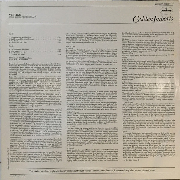 Bernard Herrmann : Bernard Herrmann's Music From Alfred Hitchcock's "Vertigo" (LP, Album)