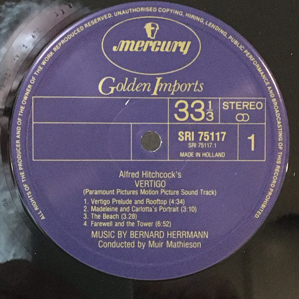 Bernard Herrmann : Bernard Herrmann's Music From Alfred Hitchcock's "Vertigo" (LP, Album)
