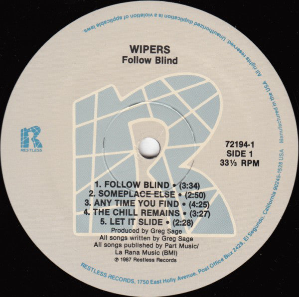 Wipers : Follow Blind (LP, Album)