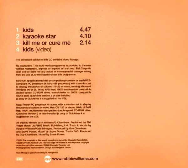 Robbie Williams / Kylie Minogue : Kids (CD, Single, Enh)