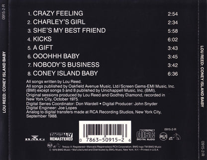 Lou Reed : Coney Island Baby (CD, Album, RE, RM)