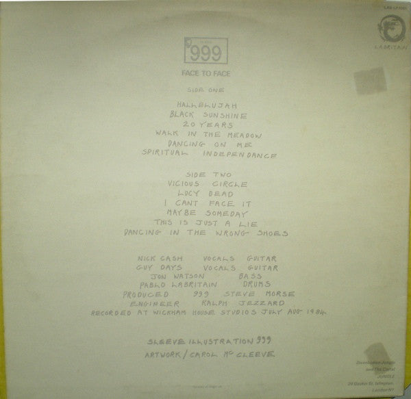 999 : Face To Face (LP, Album)