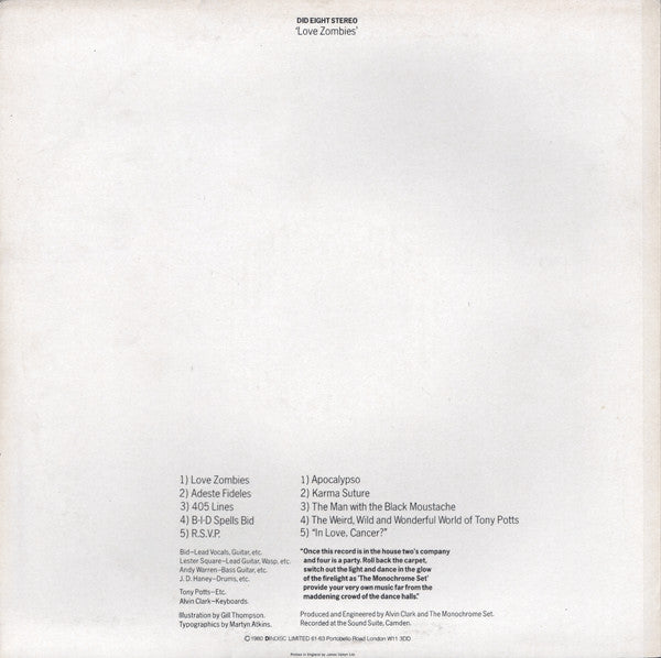 The Monochrome Set : Love Zombies (LP, Album, Ast)