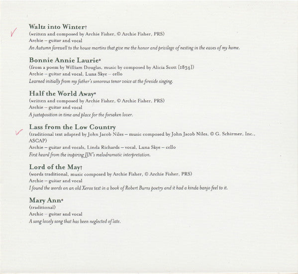 Archie Fisher : A Silent Song (CD, Album)