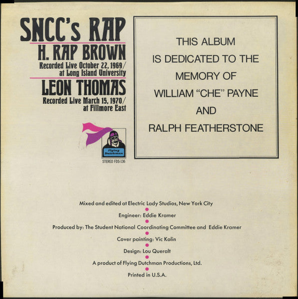H. Rap Brown / Leon Thomas : SNCC's Rap (LP)