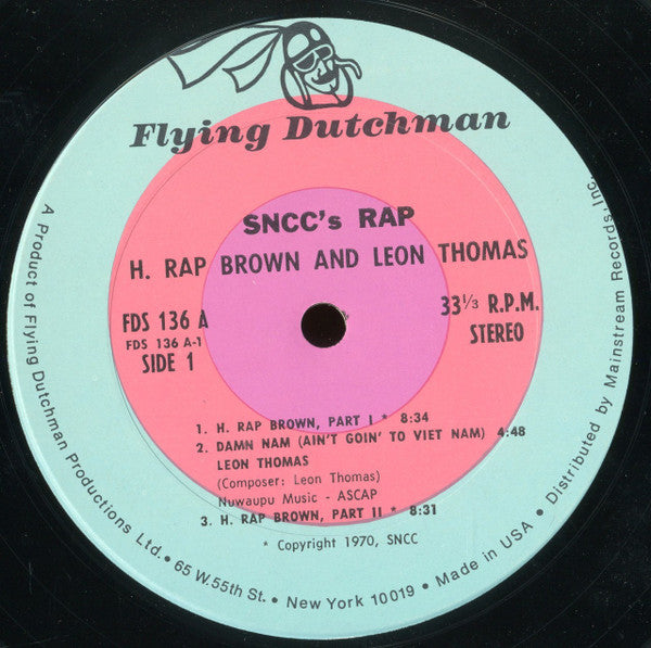 H. Rap Brown / Leon Thomas : SNCC's Rap (LP)