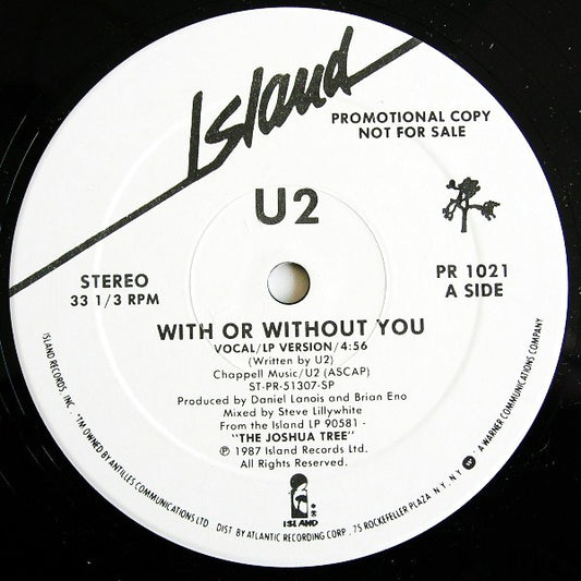 U2 : With Or Without You (12", Promo)