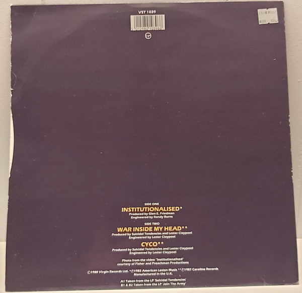 Suicidal Tendencies : Institutionalised (12", EP)