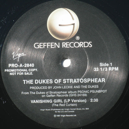 The Dukes Of Stratosphear : Vanishing Girl (12", Promo)