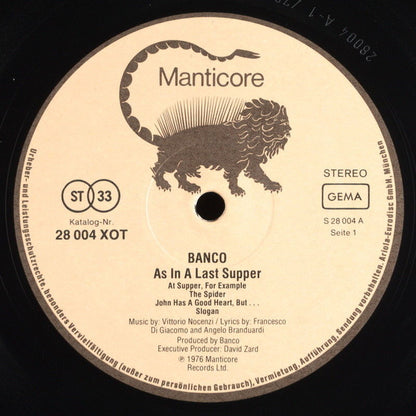 Banco Del Mutuo Soccorso : As In A Last Supper (LP, Album)