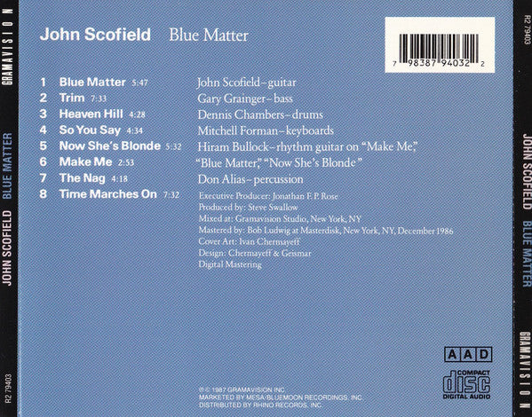 John Scofield : Blue Matter (CD, Album, RE)