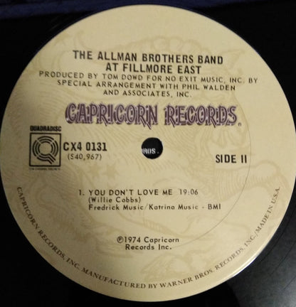 The Allman Brothers Band : The Allman Brothers Band At Fillmore East (2xLP, Album, Quad, CD4)