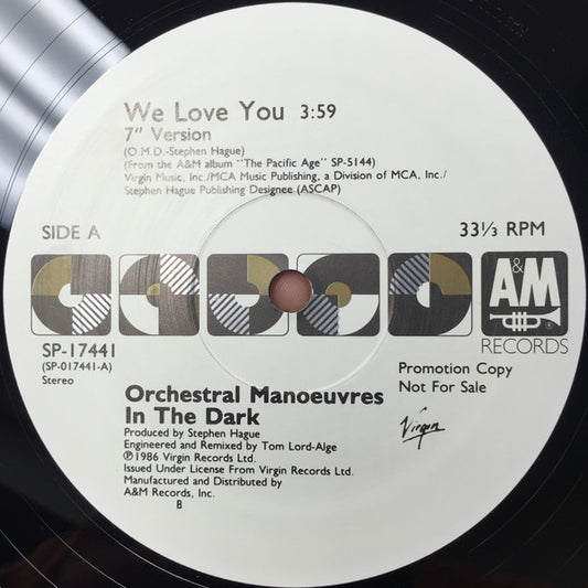 Orchestral Manoeuvres In The Dark : We Love You (12", Promo)