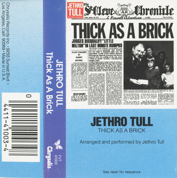Jethro Tull : Thick As A Brick (Cass, Album)