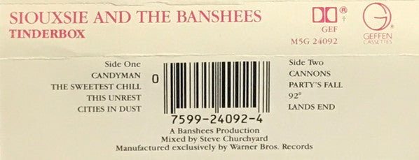 Siouxsie & The Banshees : Tinderbox (Cass, Album, AR )