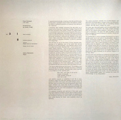 Gidon Kremer / Franz Schubert / Valery Afanassiev : Edition Lockenhaus Vol. 3 / Sonate B-Dur Op. Posth. D 960 (LP)