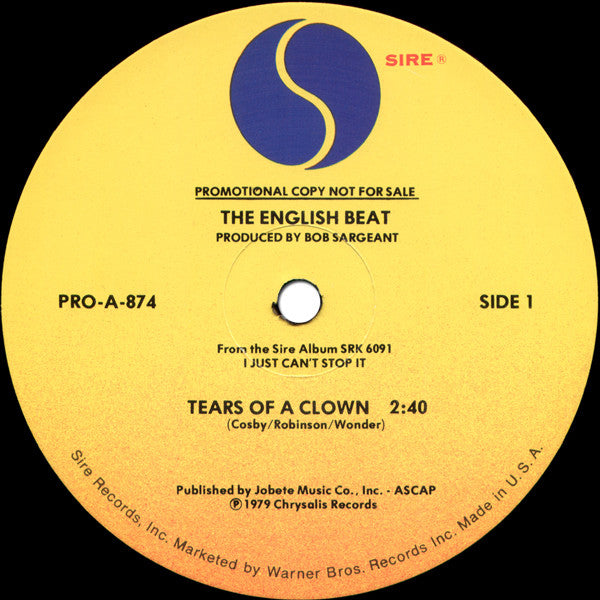 The Beat (2) : Tears Of A Clown / Hands Off...She's Mine / Twist & Crawl (12", Promo)