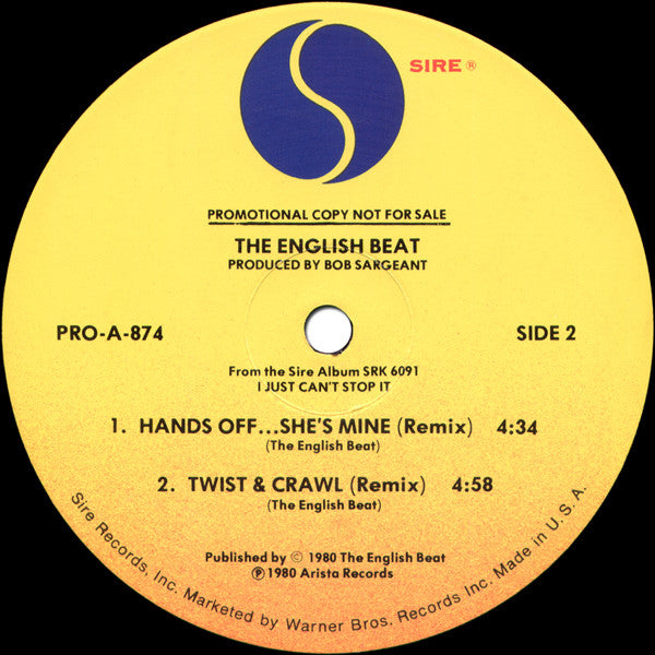 The Beat (2) : Tears Of A Clown / Hands Off...She's Mine / Twist & Crawl (12", Promo)