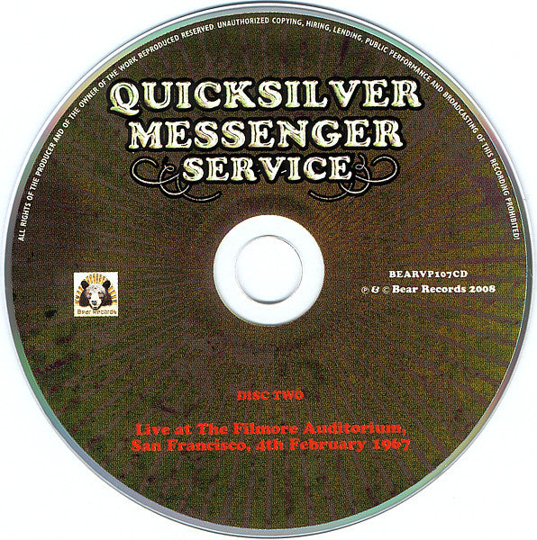 Quicksilver Messenger Service : Live At The Filmore Auditorium, San Francisco, 4th February 1967 (2xCD, Album)