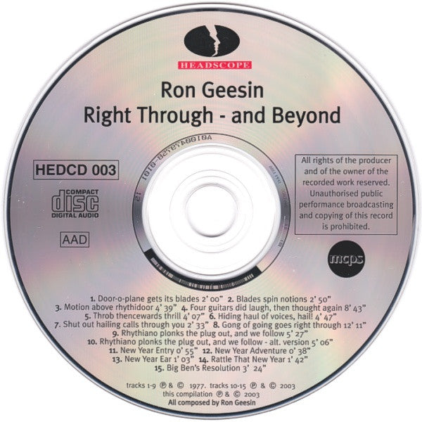 Ron Geesin : Right Through - And Beyond (CD, Album, RE)