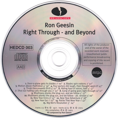Ron Geesin : Right Through - And Beyond (CD, Album, RE)