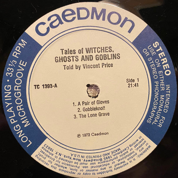 Vincent Price (2) : Tales Of Witches, Ghosts And Goblins (LP)