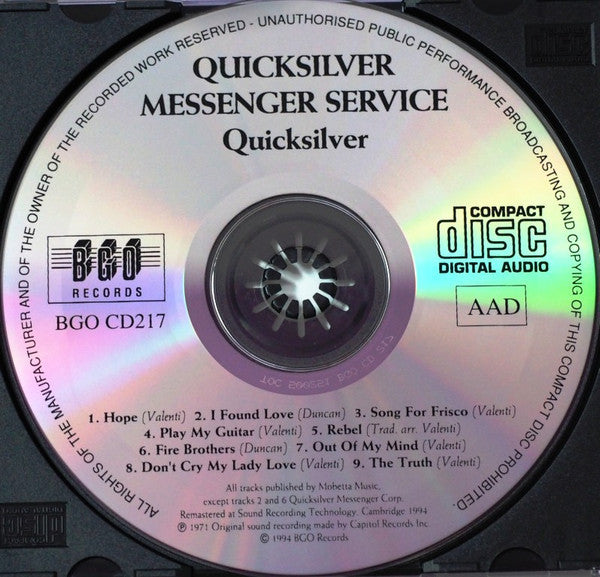 Quicksilver Messenger Service : Quicksilver (CD, Album, RE, RM)