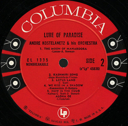 André Kostelanetz : Lure Of Paradise (LP, Album, Mono)