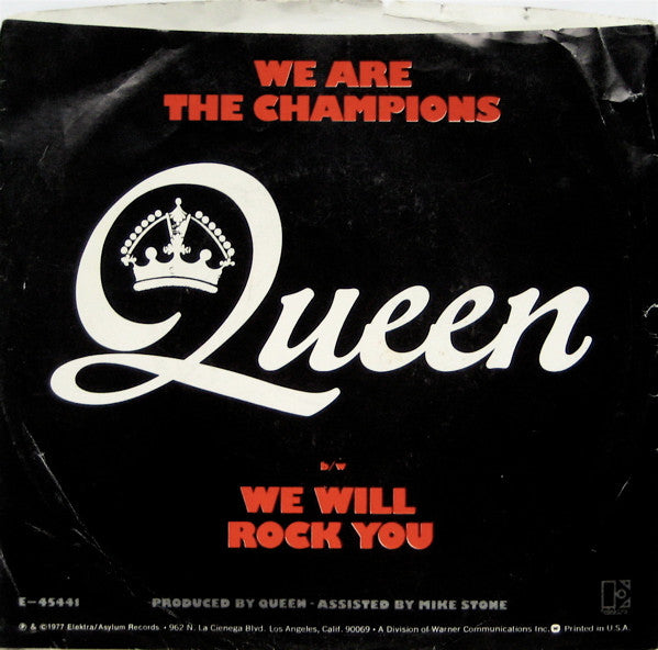 Queen : We Are The Champions / We Will Rock You (7", Single, Styrene, PRC)