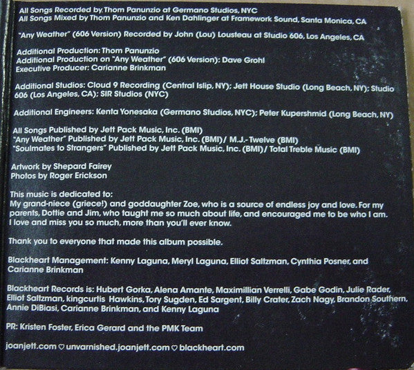 Joan Jett & The Blackhearts : Unvarnished (CD, Album)