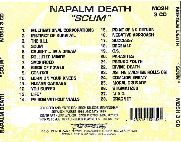 Napalm Death : Scum (CD, Album, RE, RM)