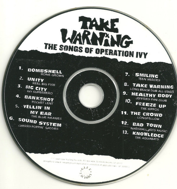Various : Take Warning: The Songs Of Operation Ivy (CD, Comp)