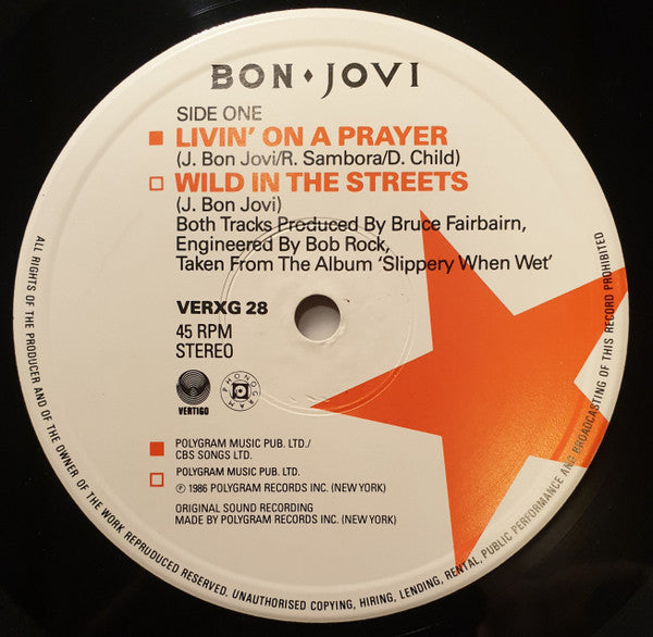 Bon Jovi : Livin' On A Prayer (12", Ltd, Gat)