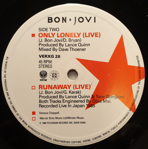 Bon Jovi : Livin' On A Prayer (12", Ltd, Gat)
