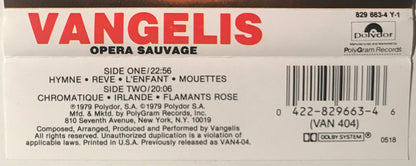 Vangelis : Opera Sauvage (Cass, Album, RE, 72,)