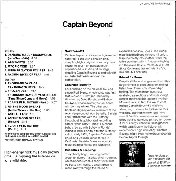 Captain Beyond : Captain Beyond (LP, Album, Promo)