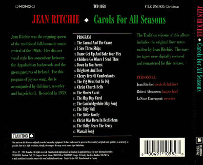 Jean Ritchie : Carols For All Seasons (CD, Album, Mono, RE, RM)